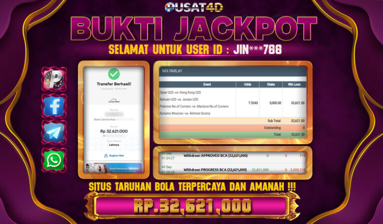 ✨PUSAT4D : BUKTI RESMI PEMBAYARAN KEMENANGAN SPORT GAME : Saba Sports-Parlay_Mix | Rp.32,621,000 | 4 SEPTEMBER 2026